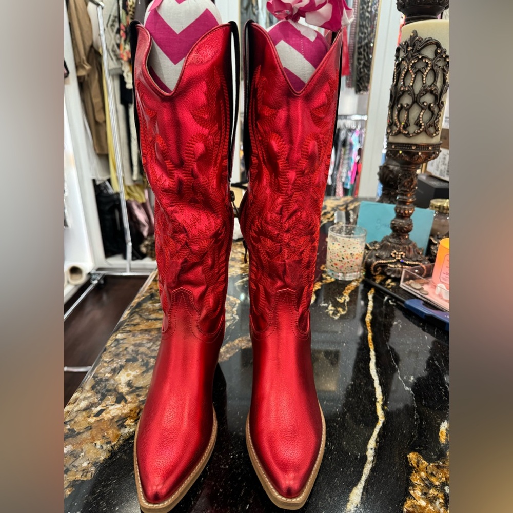 Red Metallic boots